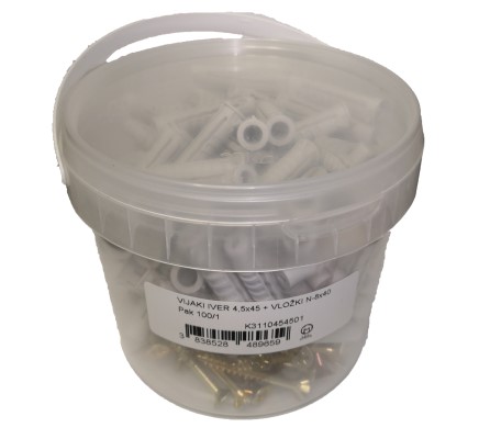 VIJAKI IVER 4,5x45 + VLOŽKI N-8x40 Pak 100/1