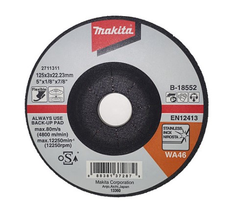 MAKITA UPOGLJIVA BRUSILNA PLOŠČA ZA INOX B-18552 125mm AC46 - IZVEN PRODAJE