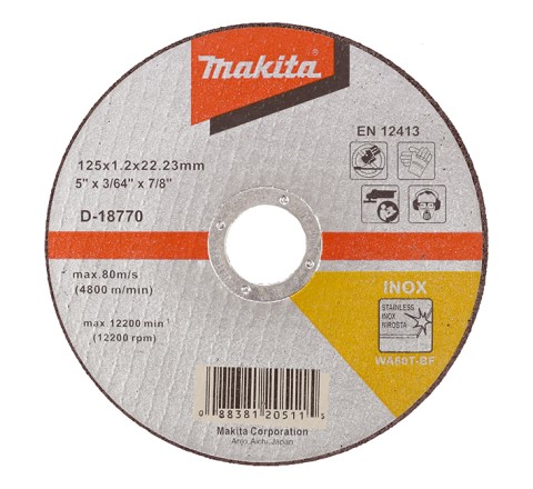 MAKITA REZALNA PLOŠČA ZA INOX 125X1.2X22.23 WA60T - BF