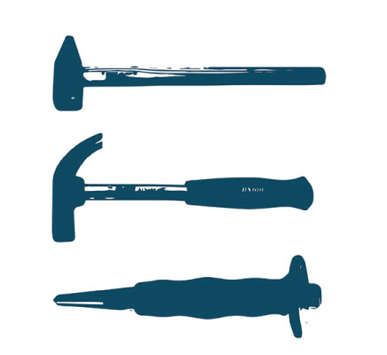 Garnitura kladiv, točkal in sekačev v vložku